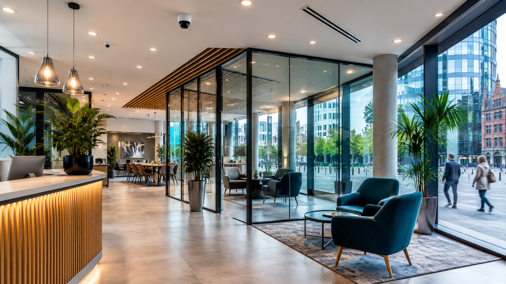 Modern office lobby CCTV